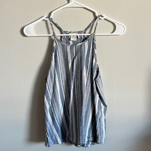 High neck striped tank
